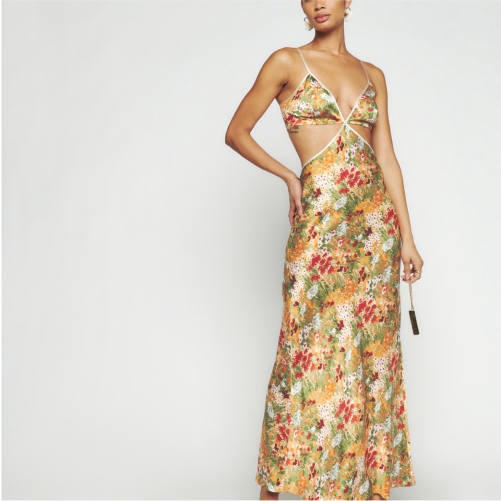 Nwt Reformation Poppies Silk Dress In Sojourn - Size 12